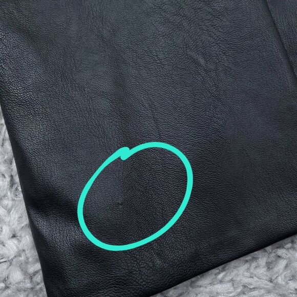 Kancan High Rise Faux Leather Split Straight Pants Size 28 Black Vegan Buckle - Picture 3 of 11